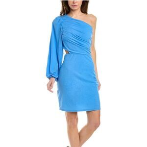 BCBGENERATION One Long Sleeve Bodycon Mini Dress Neck Shirred Bodice azure New4